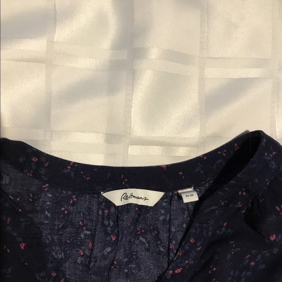 Reitmans navy blue top with little pink flowers - Picture 2 of 4